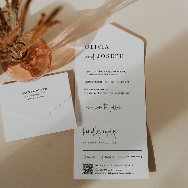 Simple Modern and Minimalist | Wedding QR Code All In One Invitation (Creator Uploaded)