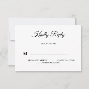 Simple Modern and Minimalist   Wedding RSVP Card