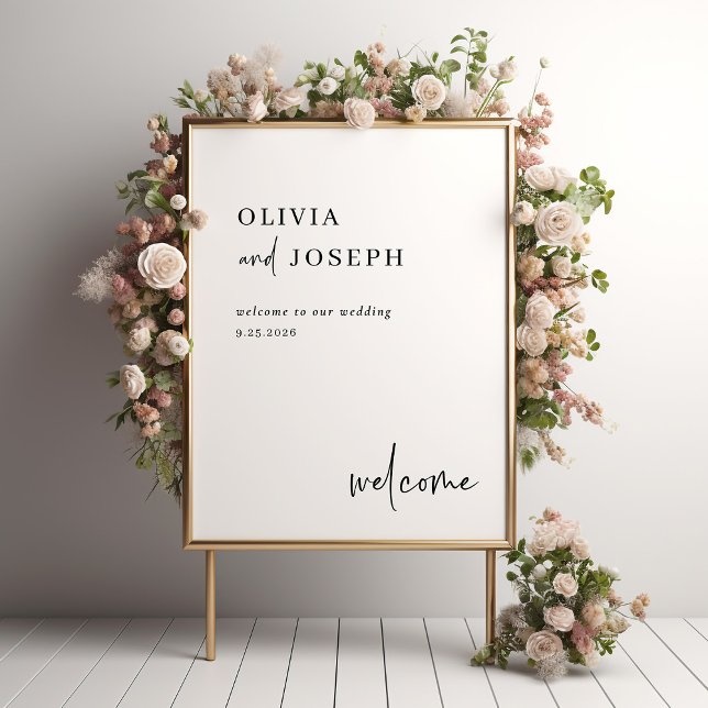 Simple Modern and Minimalist | Wedding Welcome Poster (A modern and minimalist, black and white wedding welcome poster)