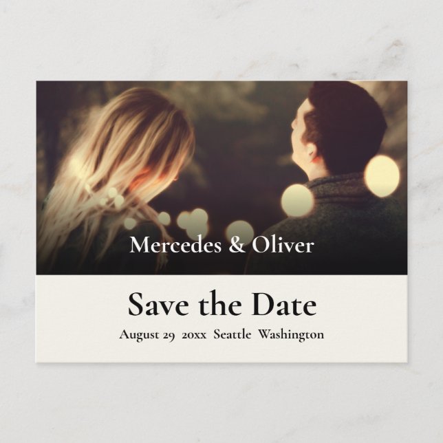 Simple Modern and Stylish W/ Initial Save the Date Postcard (Front)