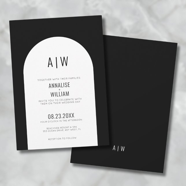 Simple Modern Arch Black White Wedding Invitation (Simple Modern Arch Black White Wedding Invitation )
