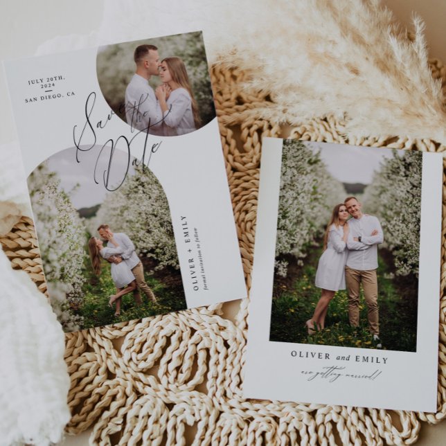 Simple Modern Arch Circle Photo Save the Date Invitation (Creator Uploaded)