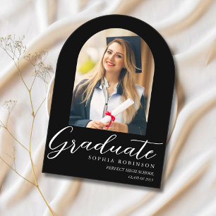 Simple Modern Arch Photo Graduation  Acrylic Invitations