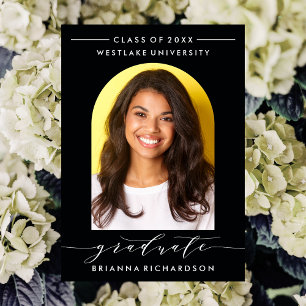 SIMPLE MODERN ARCH SCRIPT GRADUATION INVITATION