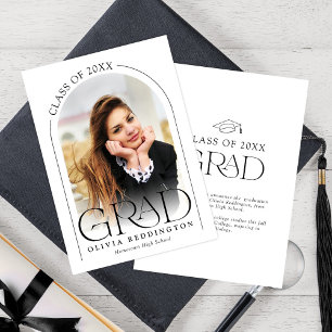 Simple Modern Arch Typography Photo Grad  Announcement