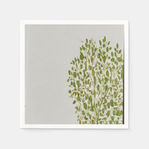 simple modern  art in pastel emboss tree leaves napkin