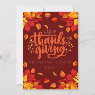Simple Modern autumn leaves happy thanksgiving Holiday Card