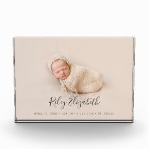 Simple Modern Baby Birth Stats and Newborn Photo Block