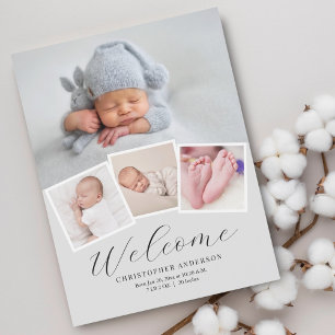 Simple Modern Baby Boy Photo Birth Announcement