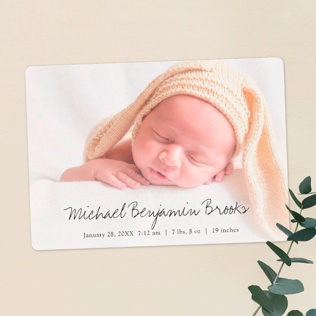 Simple Modern Baby Photo Birth Announcement (Creator Uploaded)