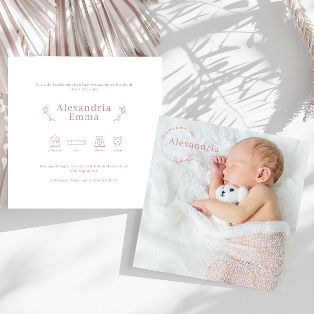 Simple Modern Baby Photo Birth Announcement (Creator Uploaded)