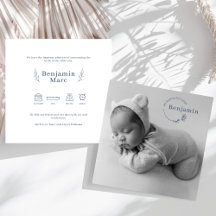 Simple Modern Baby Photo Birth Announcement