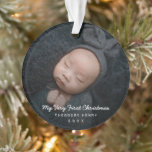 Simple Modern Baby Photo My First Christmas Ornament<br><div class="desc">Cute Baby's First Christmas Ornament featuring a simple yet elegant design with "My Very First Christmas" along with baby's name and birth year over your favourite newborn photo.  This modern gender neutral baby ornament makes a great gift for new parents,  whether they have a boy or a girl.</div>