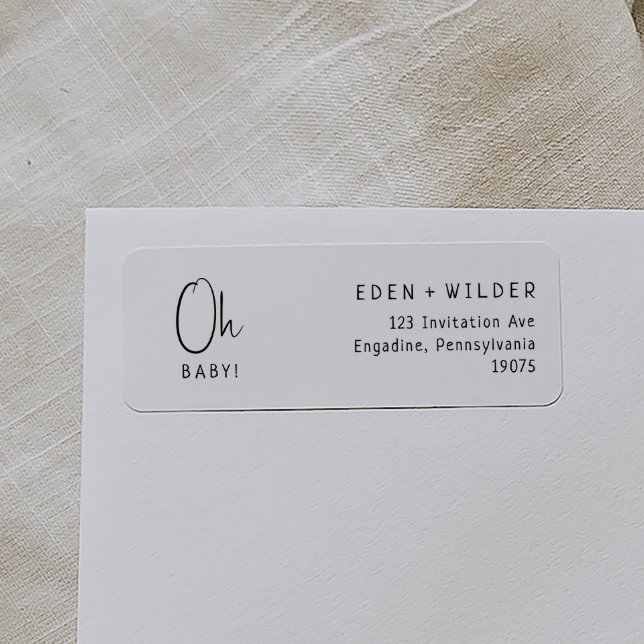 Simple Modern Baby Shower Oh Baby Return Address (Creator Uploaded)