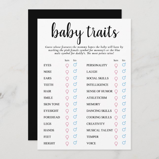 Simple Modern Baby Trait | Classic Keepsake Card (Front/Back)