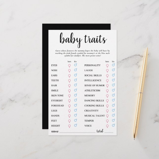 Simple Modern Baby Trait | Classic Keepsake Card (Front/Back In Situ)