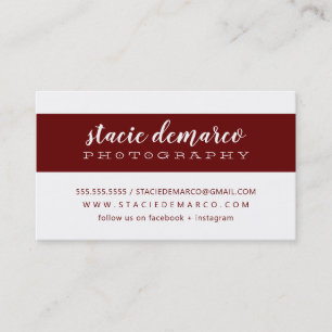 SIMPLE MODERN BAND plain clean burgundy white Business Card