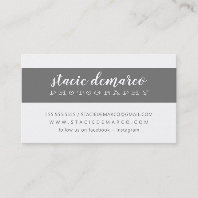 SIMPLE MODERN BAND plain clean medium grey white Business Card (Front)