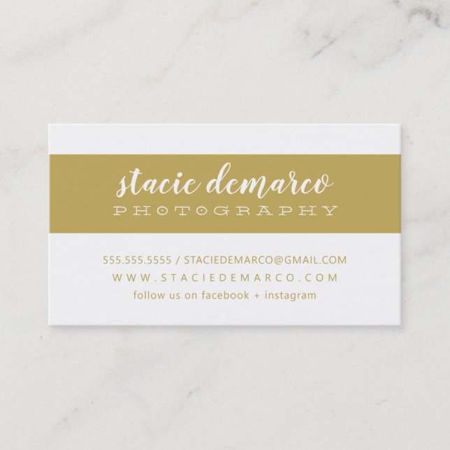 SIMPLE MODERN BAND plain clean old gold white Business Card (Front)