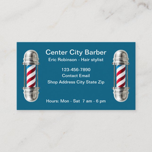 Simple Modern Barber Shop Business Cards (Front)