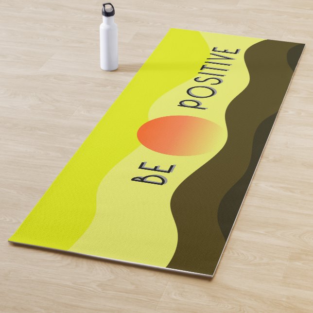 Simple,Modern "Be Positive" Typography Yoga Mat (In Situ)