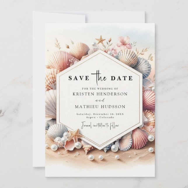 Simple Modern Beach Wedding Save The Date (Front)