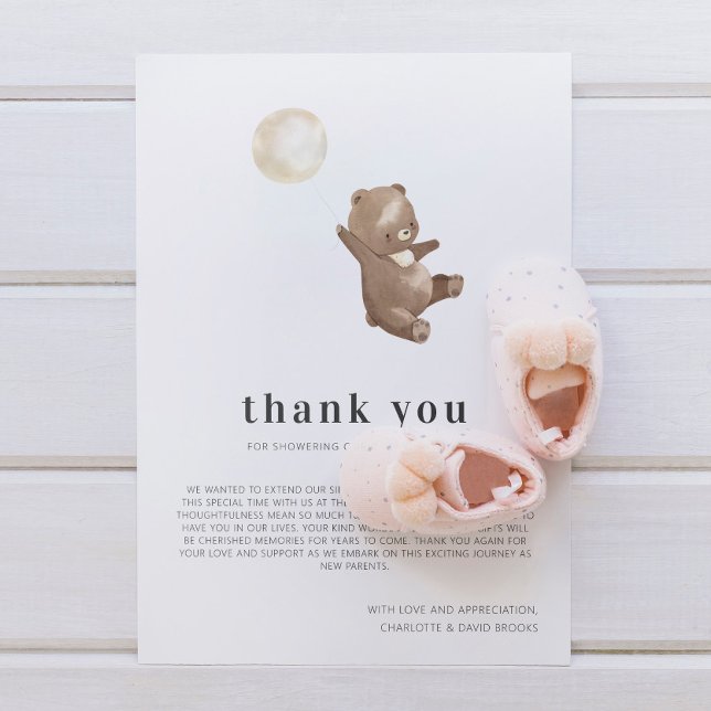Simple Modern Bear Baby Shower Thank You (Creator Uploaded)