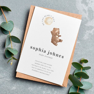 Simple Modern Bear & Balloon Baby Shower Invitation