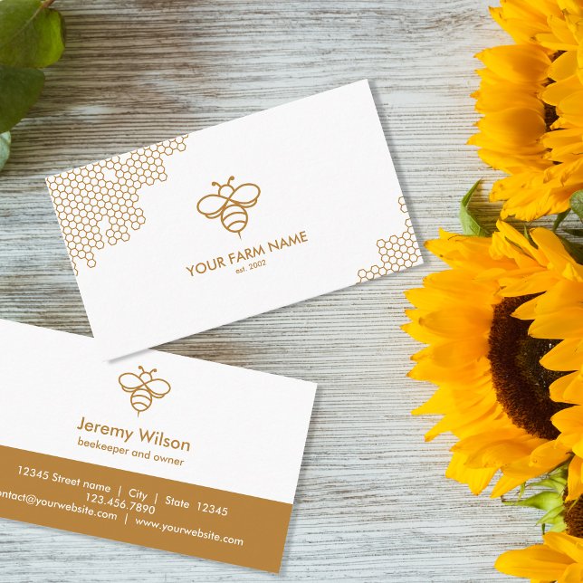 Simple Modern Beekeeper Apiarist Bee Farm Honey Bu Business Card (Creator Uploaded)