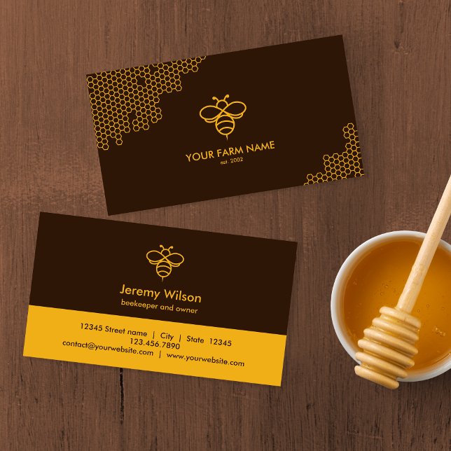 Simple Modern Beekeeper Apiarist Bee Farm Honey Bu Business Card (Creator Uploaded)
