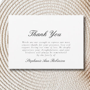 Simple Modern Bereavement Funeral  Thank You Card