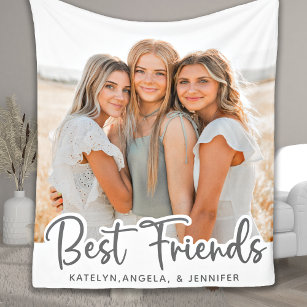 Simple Modern Best Friends Personalized Photo Fleece Blanket
