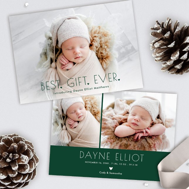 Simple Modern Best Gift Birth Announcement Green (Creator Uploaded)