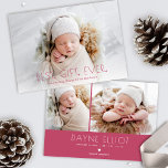 Simple Modern Best Gift Birth Announcement Pink<br><div class="desc">Announce the arrival of your bundle of joy with these modern minimal styled holiday birth announcements in pink! They feature simple typography reading Best. Gift. Ever. with little hearts for the periods. A white gradient overlay towards the bottom allows the text to stand out against your photo. Two more photo...</div>