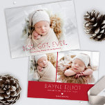 Simple Modern Best Gift Birth Announcement Red<br><div class="desc">Announce the arrival of your bundle of joy with these modern minimal styled holiday birth announcements in red! They feature simple typography reading Best. Gift. Ever. with little hearts for the periods. A white gradient overlay towards the bottom allows the text to stand out against your photo. Two more photo...</div>