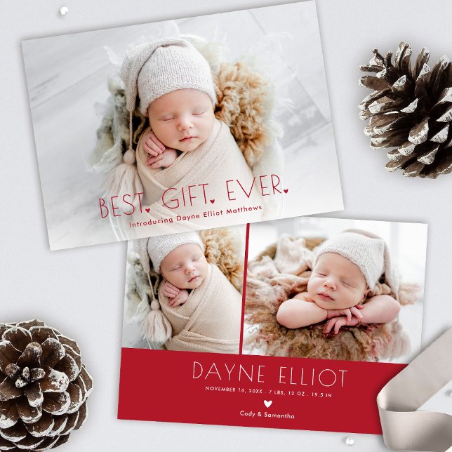 Simple Modern Best Gift Birth Announcement Red (Creator Uploaded)