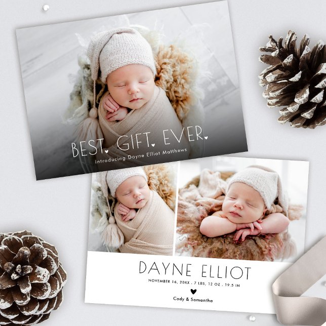 Simple Modern Best Gift Birth Announcement White (Creator Uploaded)