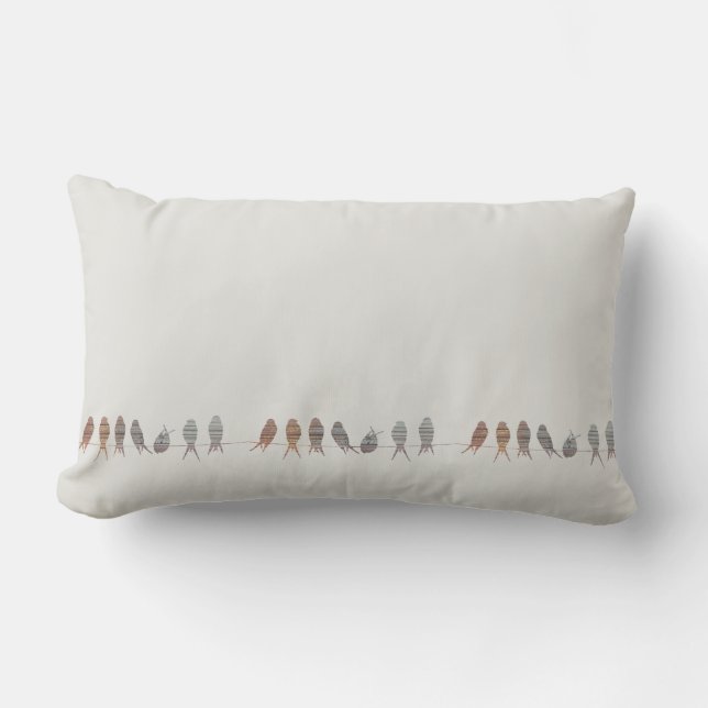 Simple Modern Birds On A Wire Lumbar Cushion (Front)