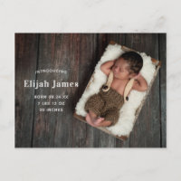 Simple Modern Birth Announcement Postcard