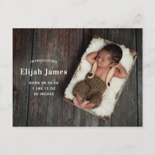 Simple Modern Birth Announcement Postcard
