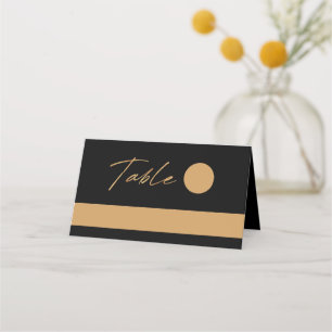 Simple Modern Black and Gold Wedding Place Card