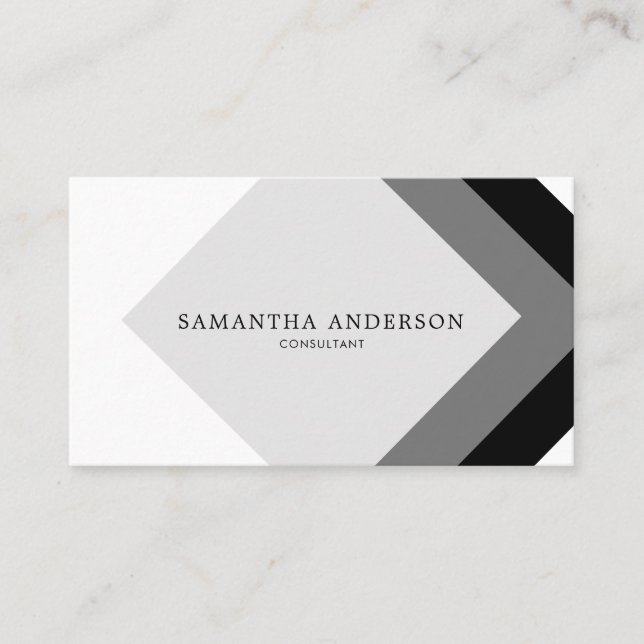Simple Modern Black and Grey Diamond  Business Card (Front)
