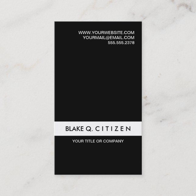 Simple Modern Black and White Business Card (Front)