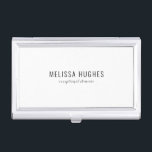 Simple Modern Black and White Business Card Holder<br><div class="desc">Minimalist modern business card case. Perfect for a wide range of professions including; stylists,  beauticians,  hair and beauty consultants,  spas,  makeup artists,  nail salons,  cosmetologists and event planners to name a few! Designed by Thisisnotme©</div>