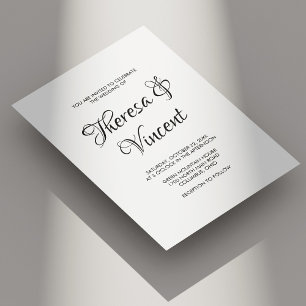 Simple Modern Black and White Calligraphy Wedding Invitation