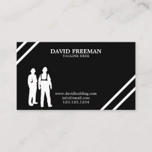 Simple Modern Black and White Construction Manager Business Card