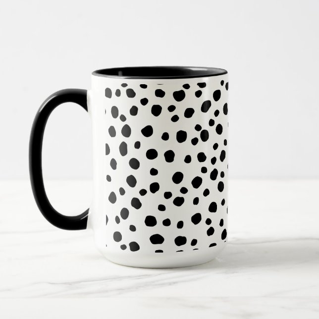 Simple Modern Black and White Dalmatian Dots Mug (Left)