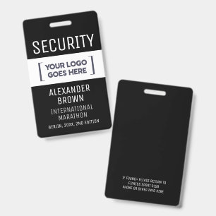Simple Modern Black And White Event Logo Security ID Badge