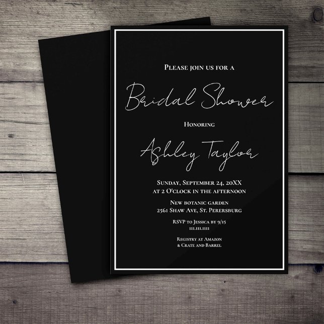 Simple Modern Black And White Formal Bridal Shower Invitation (Creator Uploaded)