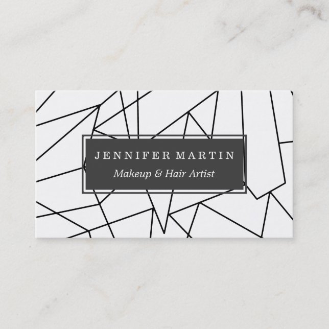 Simple Modern Black and White Geometric Pattern Business Card (Front)